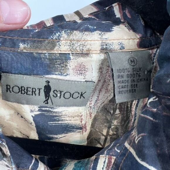 Robert Stock Mens Silk Short Sleeve Button Down Hawaiian Shirt Multi Size Medium - Picture 3 of 6